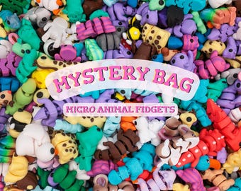 3D Printed Mini Animals Mystery Bundle, Cute Articulated Fidgets Grab Bag, Micro Animals Assorted Bundle, Cute Animal Gifts, Party Favors