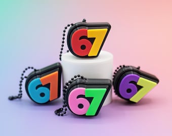 67 Fidget Clicker Keychain | Funny 3D Printed 67 Meme Gift | Joke Stocking Stuffer for Kids & Teens