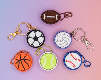 Sports Ball Fidget Clicker Keychain | Baseball, Basketball, Soccer, Football | 3D Printed Clicky Fidgets | Sports Party Favors
