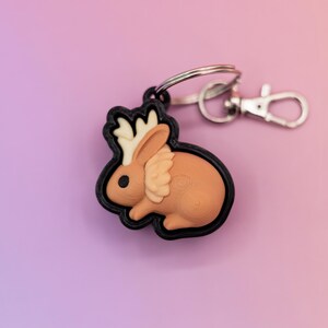 3D printed jackalope fidget clicker keychain