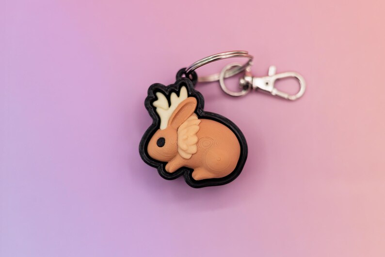 3D printed jackalope fidget clicker keychain