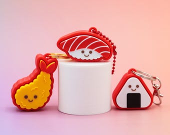 Sushi Fidget Clicker Keychain | 3D Printed Kawaii Sushi, Tempura & Onigiri Clicky Fidgets