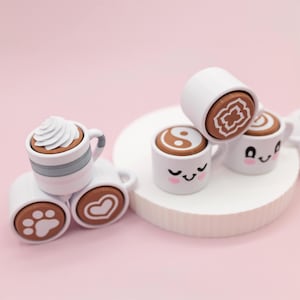 3D Printed Coffee Cup and Hot Chocolate Fidget Clicker, Cute Clicky Fidgets with Keyboard Switches Inside, Unique Desk Fidgets for Adults