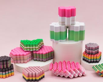 3D Printed Hexagon Shaped Desk Fidget, Cool Stratastack Hex Fidget, Unique Pixel Grid Fidget for Adults, Gifts for Stress and Anxiety Relief