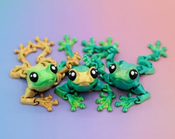 Cute Frog Fidgets, 3D Printed Articulating Frog, Fun Frog Gift, 3D Printed Articulated Frog Models, 3D Printed Frog Figurine, Cute Frogs