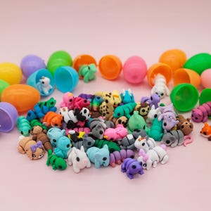 Tiny 3D printed articulated animal fidget toys for easter eggs