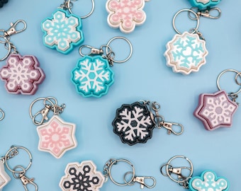 3D Printed Snowflake Fidget Clickers, Super Clicky Fidgets with Keyboard Switches, Cute Frozen Winter Party Favors, Fun Stocking Stuffers
