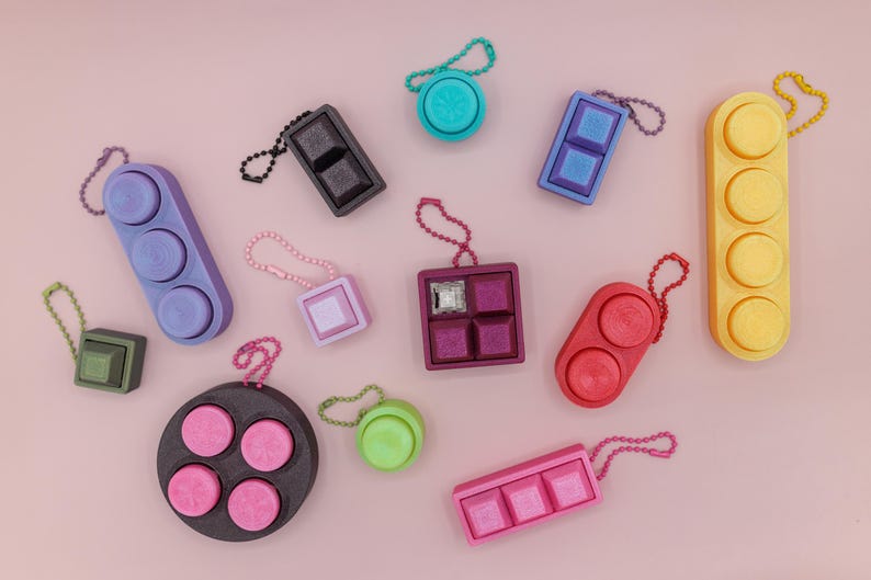 Fidget Key Design 3D Printed Keycap Fidget Clickers, Super Clicky Fidget Keychains With ...