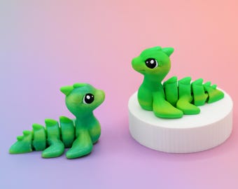 Small Loch Ness Monster Fidget, Articulated 3D Printed Nessie Figurine, Cute Green Cryptid Gift, Articulated Sea Serpent Mythical Creature