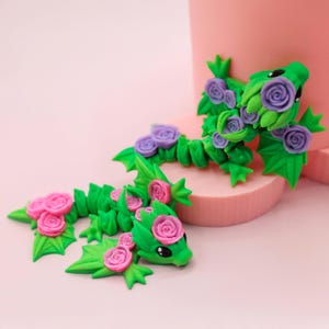 Little 3D Printed Rose Dragon Fidgets, Cute Baby Rose Wyvern Dragons, Unique Dragon Party Favors, Small Wyvern Figurine, Cute Fidget Gift