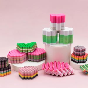 3D Printed Hexagon Shaped Desk Fidget, Cool Stratastack Hex Fidget, Unique Pixel Grid Fidget for Adults, Gifts for Stress and Anxiety Relief