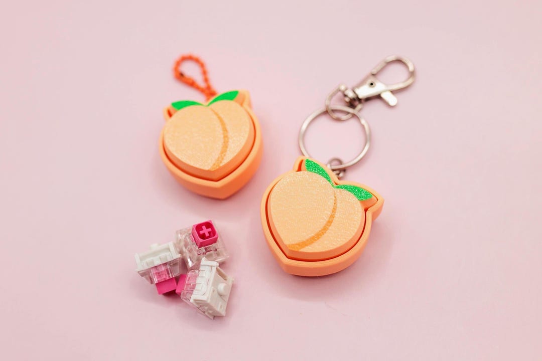 Peach Fidget Clicker Keychain, 3D Printed Clicky Fidget, Cute Fruit ...