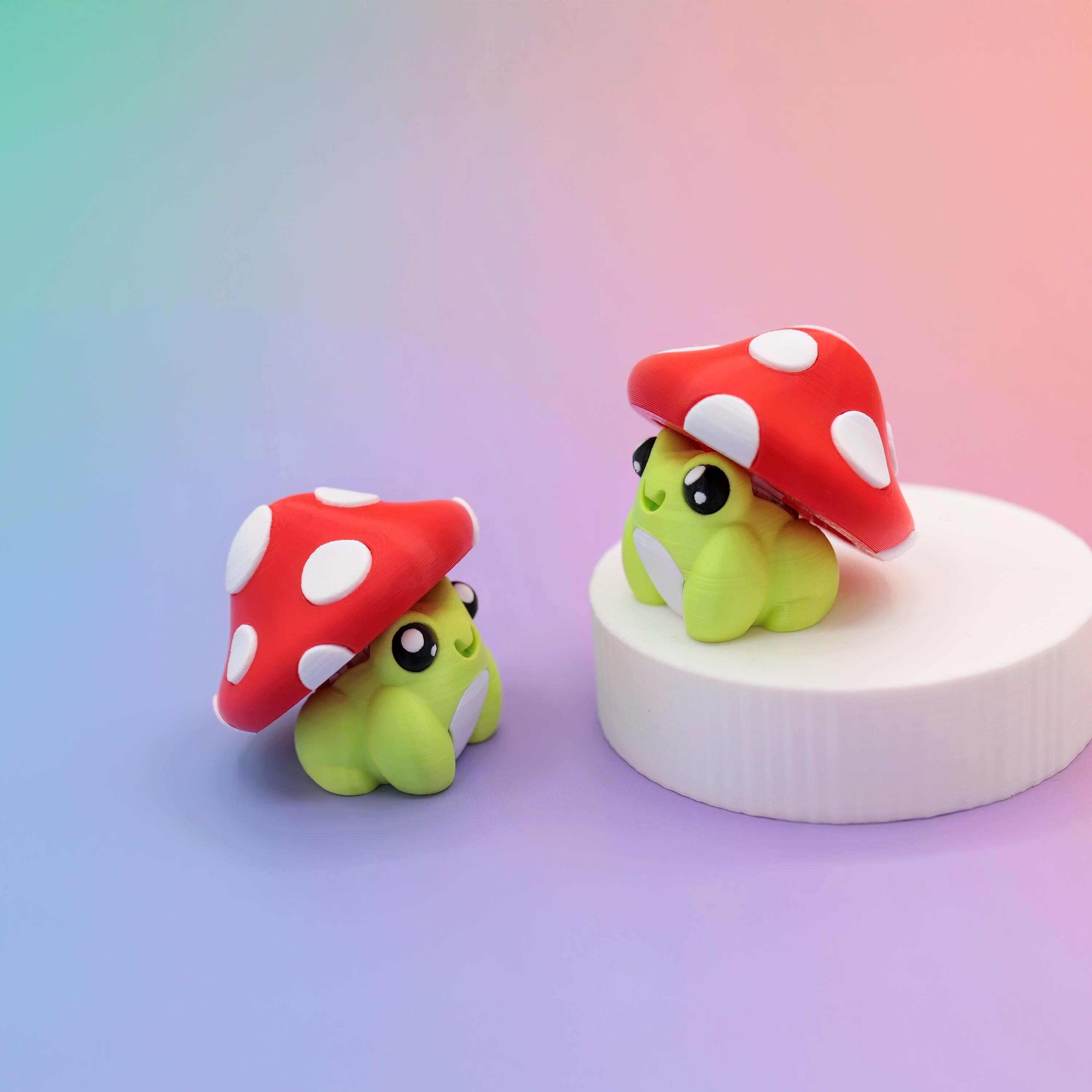 Frog With Mushroom Hat Fidget Clicker, Kawaii Toadstool Frog Fidget ...