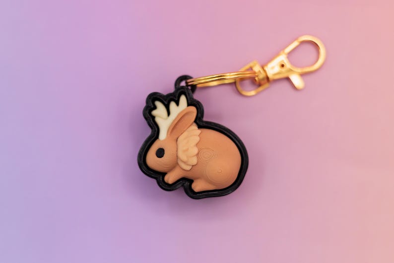 3D printed jackalope fidget clicker keychain