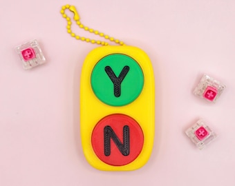 Yes and No Button Fidget Clickers, Super Clicky 3D Printed Fidgets with Keyboard Switches, Unique Fidget Keychain Gift, Fun Party Favors