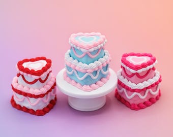 Mini Vintage Heart Cake Fidget Clicker | 3D Printed Clicky Fidgets with Keyboard Switches | Non-Food Classroom Valentine Favor