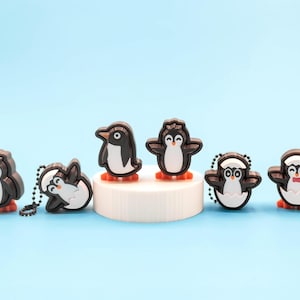 3D Printed Penguin Fidget Clickers, Super Clicky Fidget Keychains with Keyboard Switches, Cute Winter or Arctic Themed Party Favors