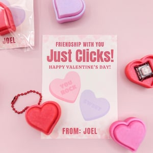 3D Printed Heart Shaped Fidget Clicker Valentines for School, Cute Valentine's Day Fidget Party Favors, No Candy Class Valentines Bundle