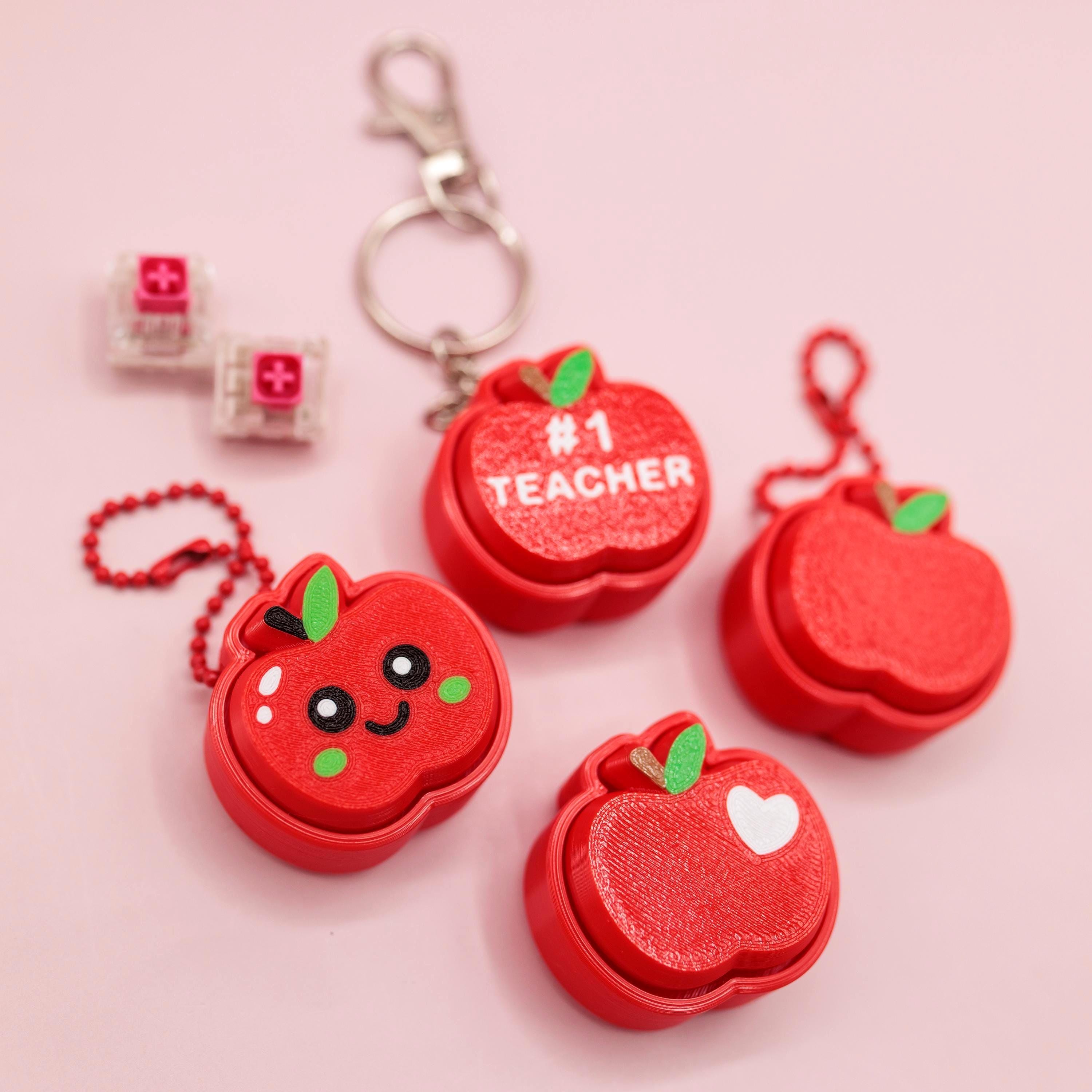apple0425様　キーホルダー3点 Apple Shaped Fidget Clicker Keychain, Cute Clicky 3D Printed