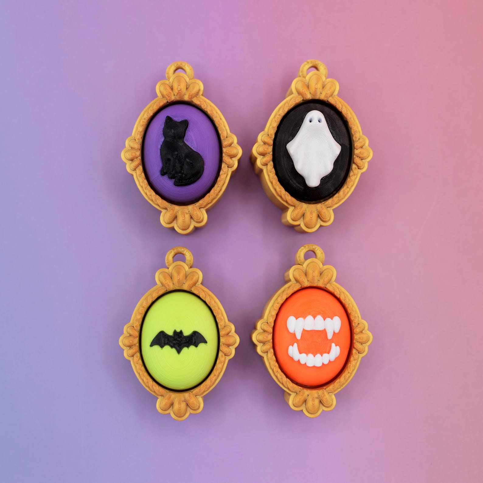 Antique Frame Fidget Clicker Keychain | 3D Printed Black Cat, Bat ...