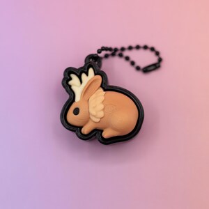 3D printed jackalope fidget clicker keychain