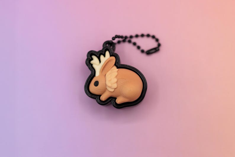 3D printed jackalope fidget clicker keychain