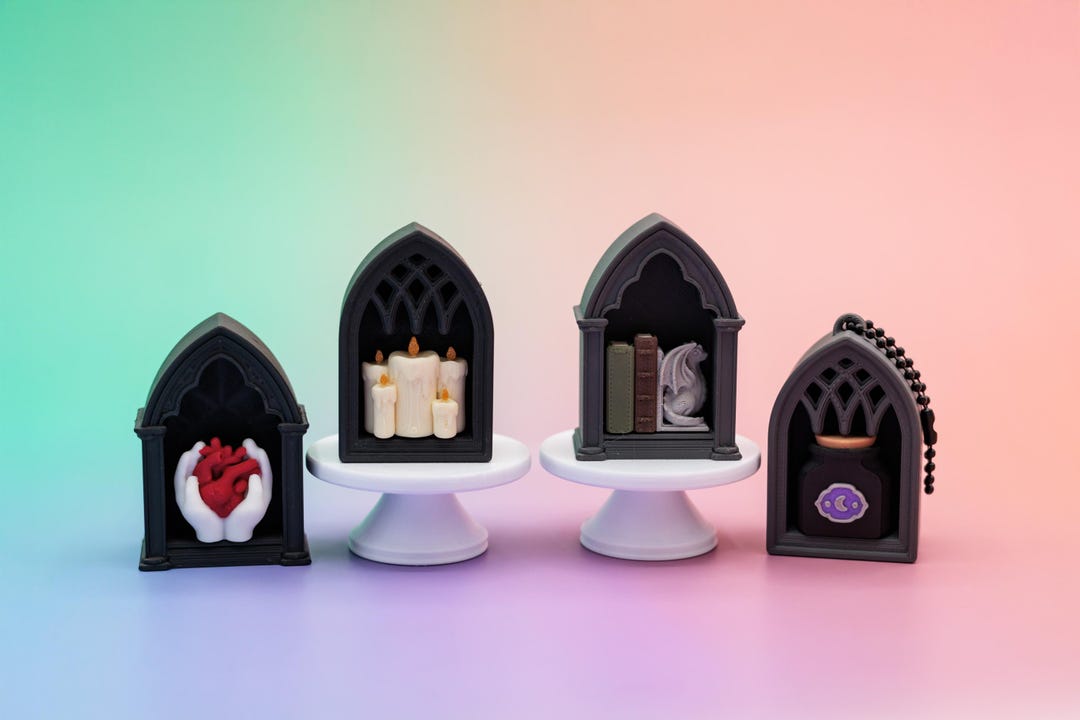 Nook Key Chain Gothic Book Nook Fidget Clicker Keychain | Mini Library Desk Toy | 3D ...