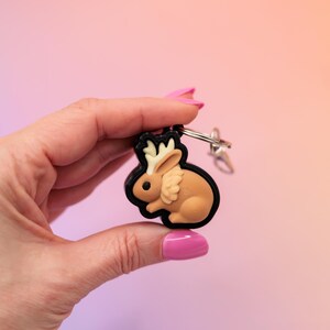 3D printed jackalope fidget clicker keychain