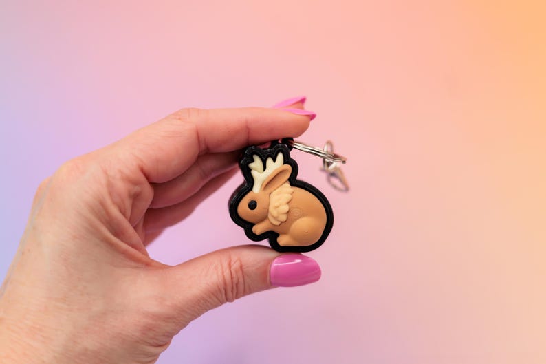 3D printed jackalope fidget clicker keychain