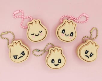 Dumpling Shaped Fidget Clickers, Super Clicky 3D Printed Dim Sum Fidget Keychains with Keyboard Switches, Cute School Party Favors or Gifts