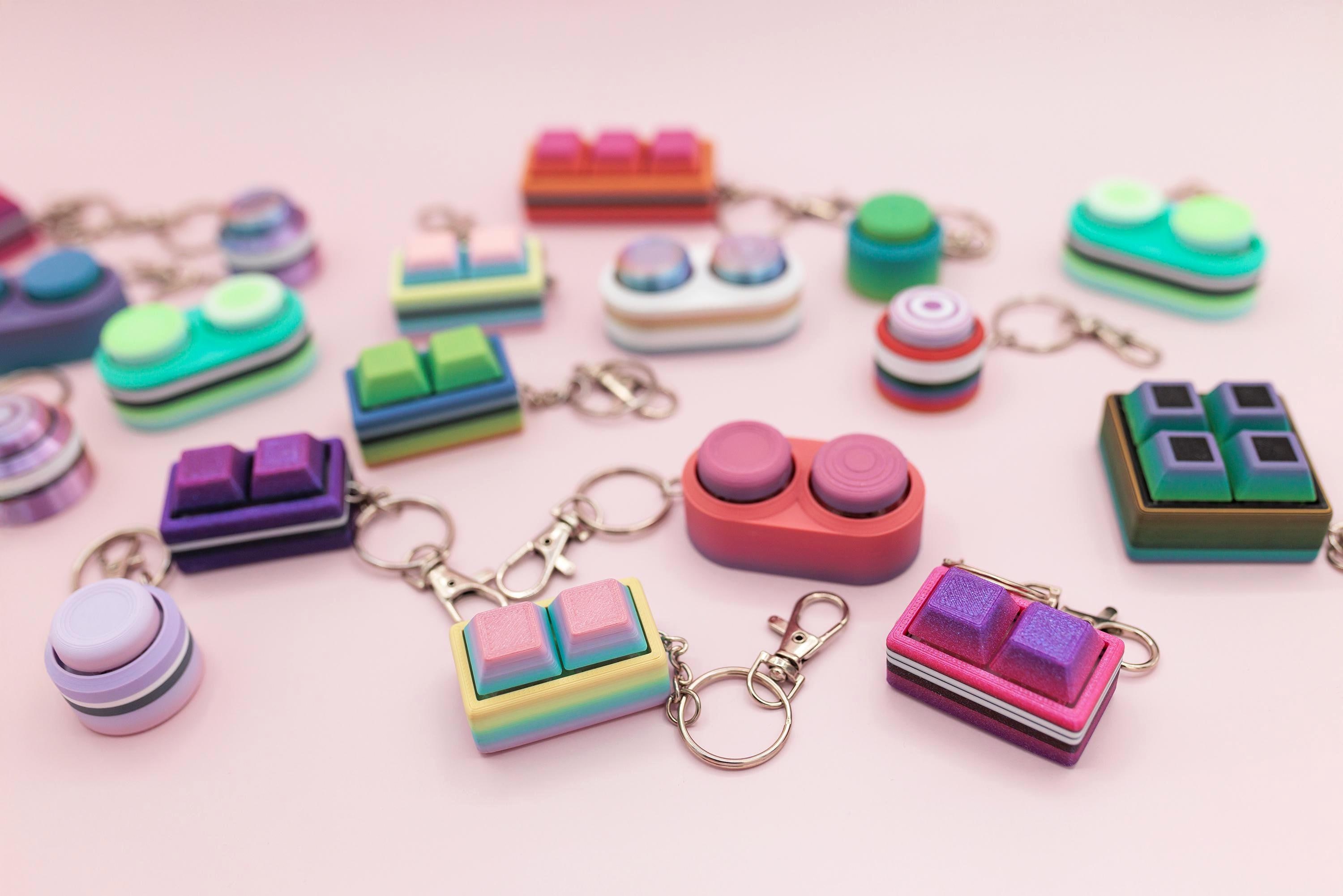 3D Printed Keycap Fidget Clickers, Super Clicky Fidget Keychains