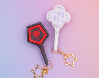 K-Pop Demon Hunters Inspired Light Stick Fidget Clicker Keychain, 3D Printed Sparkly Huntrix & Saja Boys Keychain, Gift for Kpop Fans