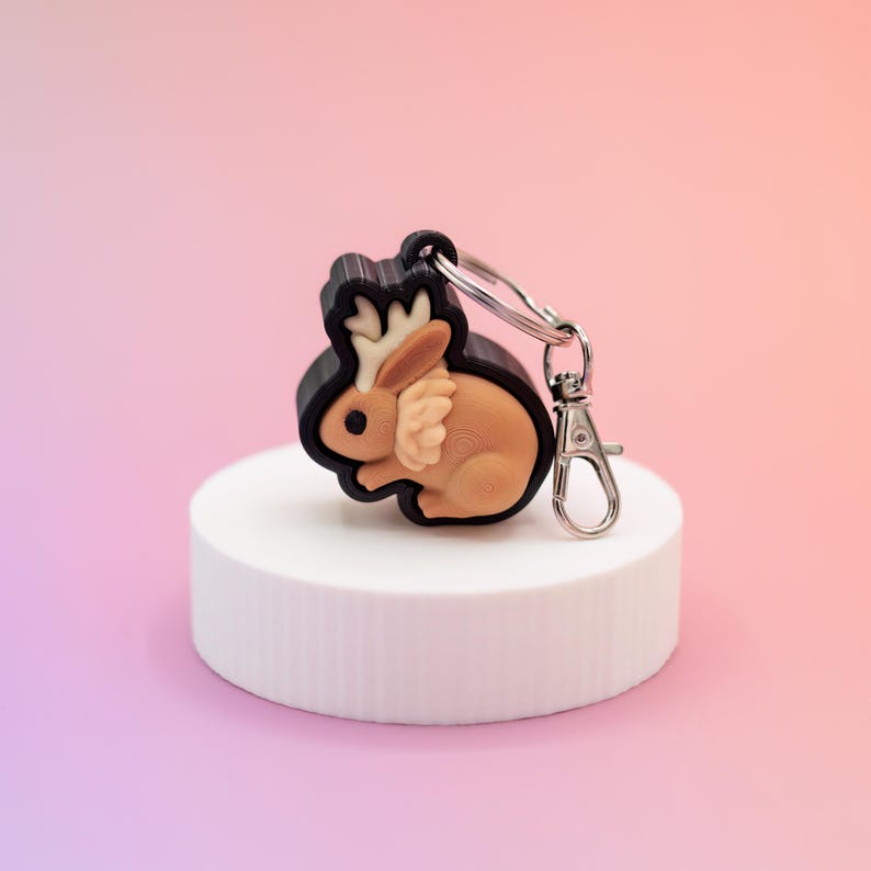 3D printed jackalope fidget clicker keychain