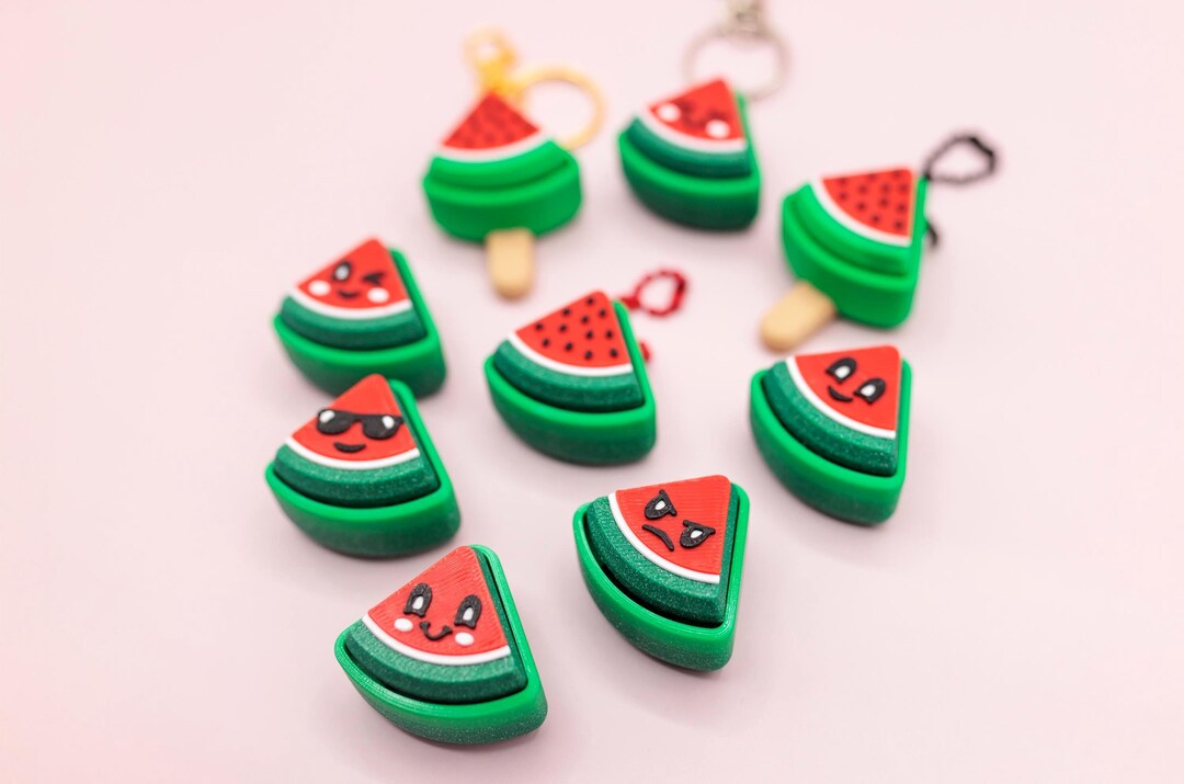 Watermelon Shaped Fidget Clicker Keychain, Cute 3D Printed Clicky ...