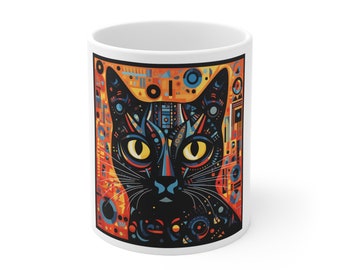 Personalized  Playful Cat Design Mug for the Purr- fect Sip! Ceramic Mug 11oz