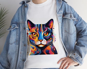 Chic and Cuddly Fashionable Cat Design Shirt for Cat Moms Unisex Heavy Cotton Tee