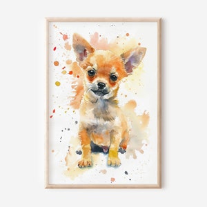 Cute Chihuahua Watercolor Wall Art Print Gallery Wall, Pet Art, Chihuahua Posters, Watercolor Print