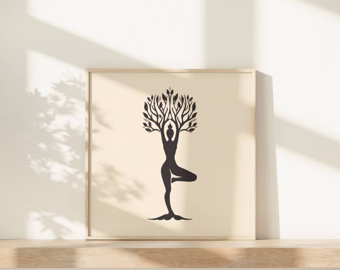 Grounded Tree Pose Yoga Wall Art Gallery Wall Decor for Yoga Studio Gift Idea for Yogis Dojo Art Yoga Poses Wall Art