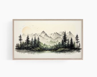 Trees Landscape Watercolor Wall Art Home Decor Outdoors Theme Watercolor Art Print