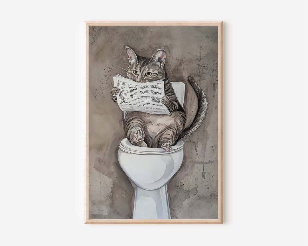 Funny Cat Bathroom Wall Art Gallery Wall Decor for Home Gift Idea Cat ...