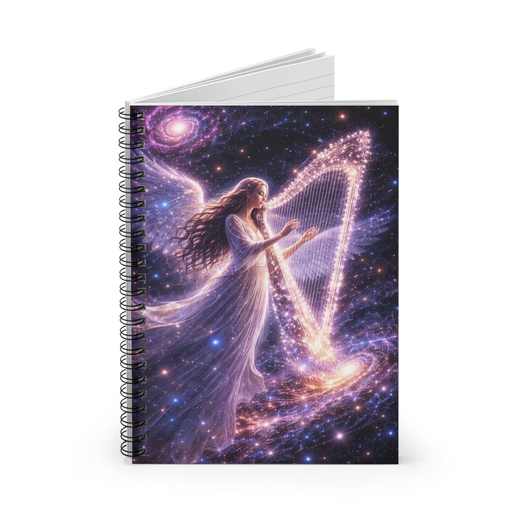 Celestial Angel With Harp Spiral Notebook | Ruled Journal - Etsy