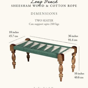 Indian Bench, Sheesham Wood & Cotton Rope- Entryway Seating image 14
