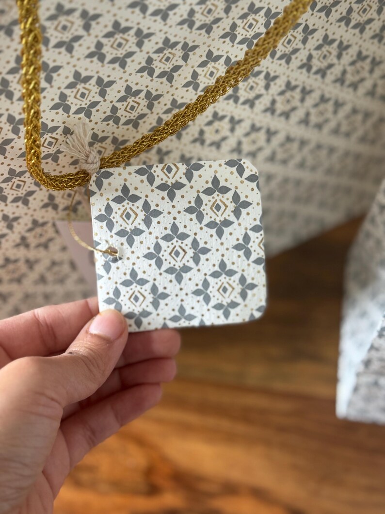Indian Print Paper Gift Bags: Luxury Party Favor Set of 3 image 11