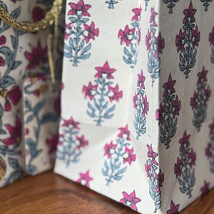 Indian Print Paper Gift Bags: Luxury Party Favor Set of 3 image 5