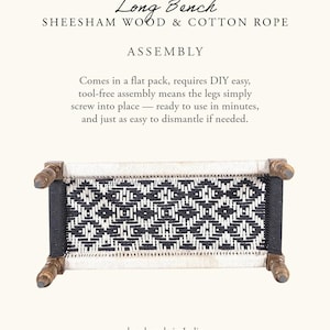 Indian Bench, Sheesham Wood & Cotton Rope- Entryway Seating image 6