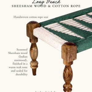 Indian Bench, Sheesham Wood & Cotton Rope- Entryway Seating image 11