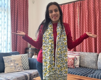 Jaipur Printed Cotton Scarf: Lightweight Cotton Stole, Made in India