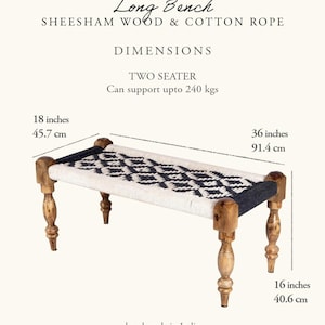 Indian Bench, Sheesham Wood & Cotton Rope- Entryway Seating image 7