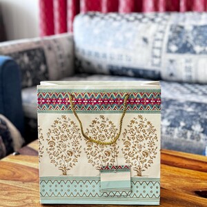 Indian Print Paper Gift Bags: Luxury Party Favor Set of 3 image 15