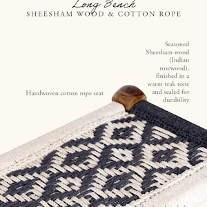 Indian Bench, Sheesham Wood & Cotton Rope- Entryway Seating image 5